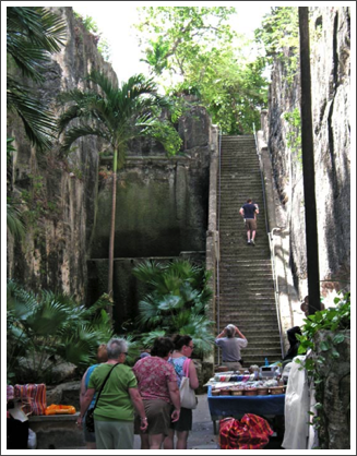 NASSAU–A narrow corridor and staircase allow entrance to the fort