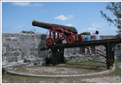 NASSAU–An original 19th century cannon on a reproduction mount