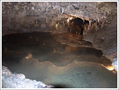 HARRISON'S CAVE–Water seeping through the porous soil has formed ...