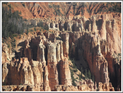 BRYCE CANYON: the erosion here is caused by chemical weathering: rain and snow water enter the vertical cracks...