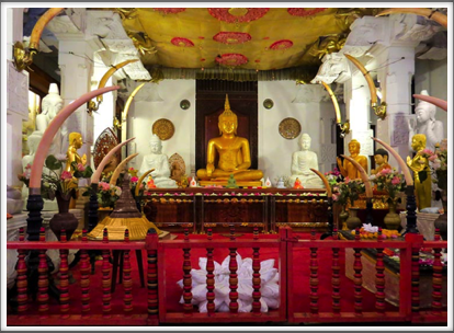 KANDY–the Audience Hall contains many Buddha images in luxurious style