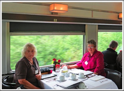 THE CANADIAN–the dining car was surprisingly comfortable and the food pretty good
