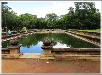 ANURADHAPURA–the Kuttam Pokuna (Twin Ponds) are two bathing tanks built of stone