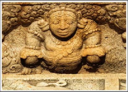 ANURADHAPURA–relief carving of a guardian figure