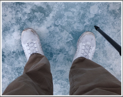 ATHABASCA GLACIER—my feets on the icy glacier