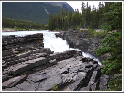 JASPER NATIONAL PARK—Athabasca Falls on the river of the same name